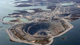 An aerial view of the Diavik diamond mine in the Lac de Gras region of the Northwest Territories. Credit:  Dominion Diamond