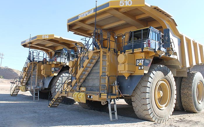 Haul trucks at Capstone Mining's Pinto Valley copper mine in Arizona. Credit: Capstone Mining