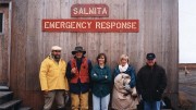 From left: Nick Pokhilenko, John McDonald, Joan McCorquodale, Sophie Taylor and Randy Turner - most of the original Winspear team (Walter Melnyk is not pictured). The company's first exploration camp was at the Salmita past-producing mine.