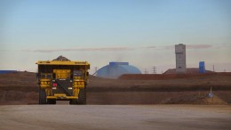 A mining truck at the Oyu Tolgoi project, 550 km due south of Ulaanbaatar, Mongolia.