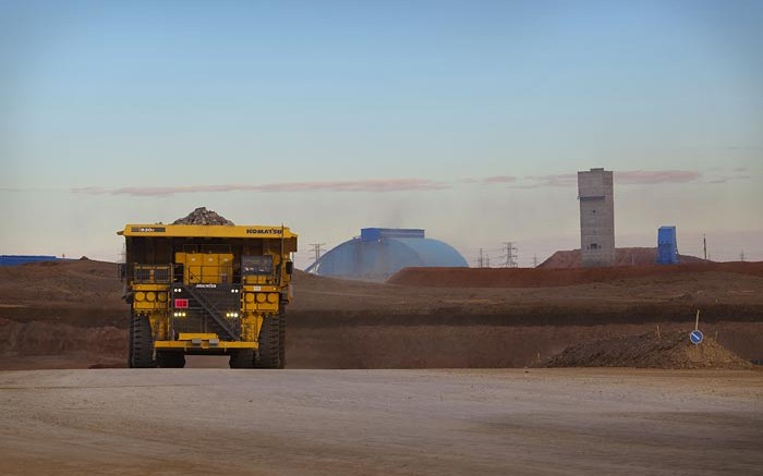 A mining truck at the Oyu Tolgoi project, 550 km due south of Ulaanbaatar, Mongolia.