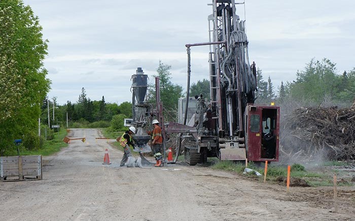 Workers conducting reverse-circulation drilling at Atlantic Gold's Touquoy gold project earlier this year. Source: Atlantic Gold