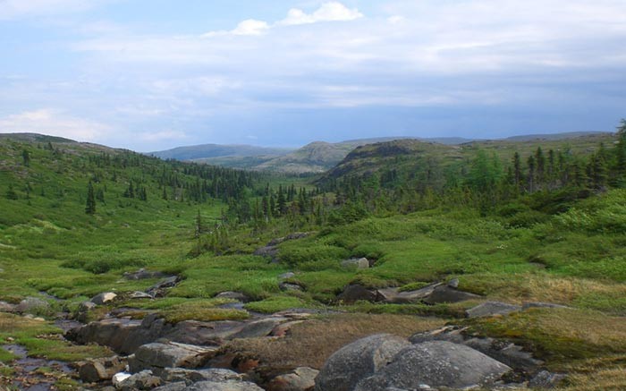 Looking west along a trans-lithospheric fault of the Garder-Voisey's Bay system on Equitas Resources' Garland nickel property in Labrador. Source: Equitas Resources