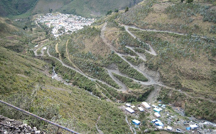 Atop Minera IRL's Ollachea gold deposit in Peru, with the town of Ollachea in the background, as seen in 2011. Photo by John Cumming