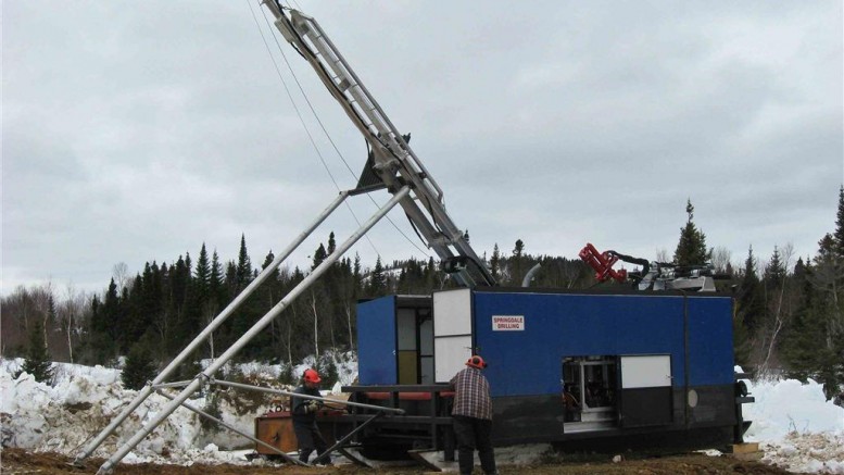 Drillers in 2014 at Thundermin Resources and Rambler Metals & Mining's Little Deer copper project in Newfoundland. Credit: Thundermin Resources
