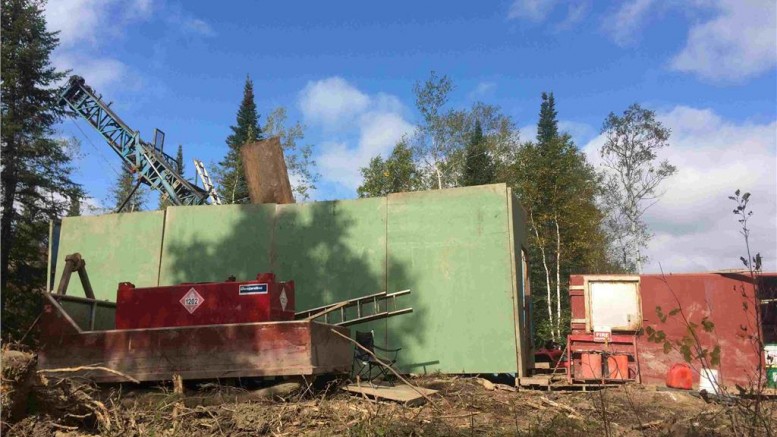 A drill rig, surrounded by sound walls, in the Central zone at Premier Gold Mines' Hasaga gold project in northwestern Ontario. Credit: Premier Gold Mines