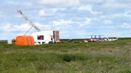 A drill site on the Dipole target at Kivalliq Energy's Angilak uranium property in Nunavut, 325 km west of Rankin Inlet. Source: Kivalliq Energy