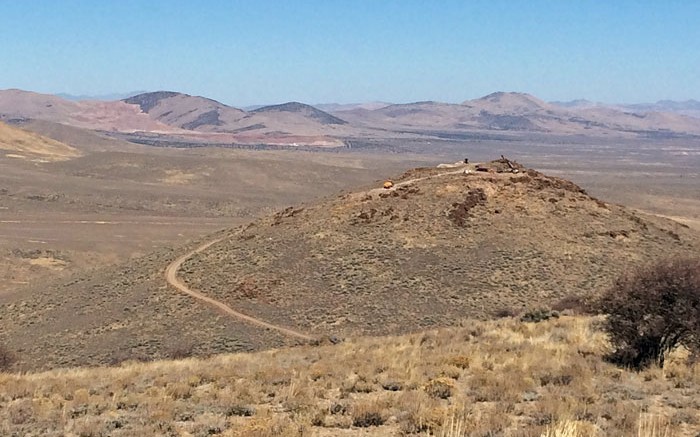 Drill sites on the hill (right side), where the latest discovery holes were extracted at Gold Standard Ventures' Dark Star North gold project in Nevada. Credit: Gold Standard Ventures