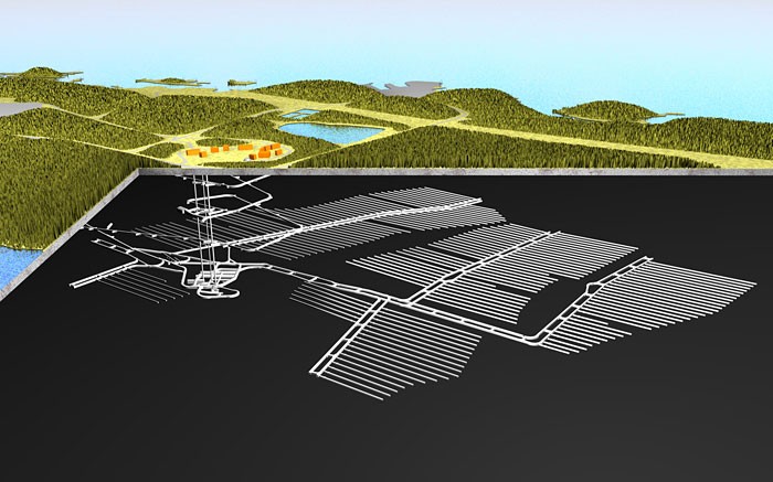 A diagram of Posiva's final repository for spent nuclear fuel in Olkiluoto, Finland.  Credit: Posiva