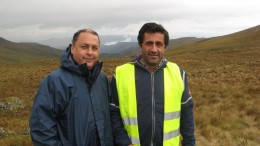 Fernando Carrion (left), social responsibility manager, and Vicente Jaramillo, environment, health and safety manager, at INV Metals' 3 million oz. Loma Larga gold project, near the city of Cuenca in southern Ecuador. Photo by Trish Saywell.