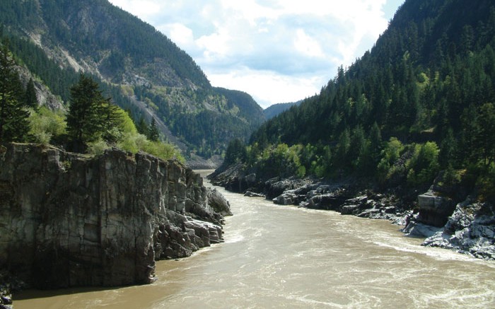 Water flows through Hell's Gate, a well-known narrowing in British Columbia's Fraser River. Photo by Jonathan Rodgers.