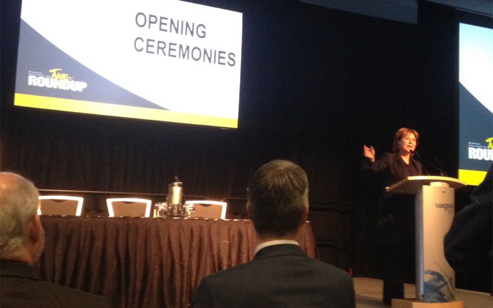 B.C. Premier Christy Clark spoke at the opening of this year's Mineral Exploration Roundup convention, hosted by the Association of Mineral Exploration B.C. Photo by Lesley Stokes.