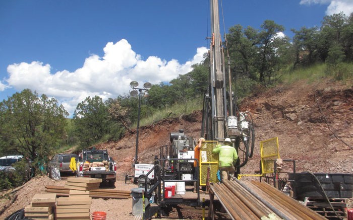 Drillers working at Arizona Mining's Taylor zinc-lead-silver deposit, 80 km southeast of Tucson. Credit: Arizona Mining