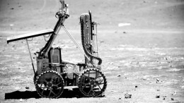 Deltion Innovations’ drill on a rover during a 2012 deployment on the slopes of Mauna Kea in Hawaii. Photo by Joe Bibby