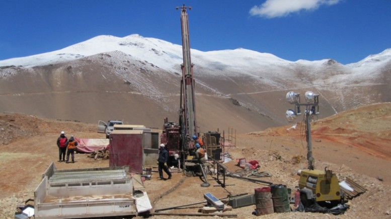 Drilling at NGEx Resources' Los Helados property in Chile in 2014. Credit: NGEx Resources