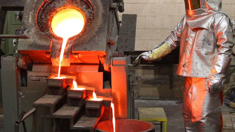 A gold pour at McEwen Mining's El Gallo complex, located in Mexico's Sinaloa State. Credit: McEwen Mining