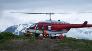 Unloading a helicopter at on Johnny Flats at SnipGold's Iskut project in the Golden Triangle of northwestern British Columbia. Credit: SnipGold