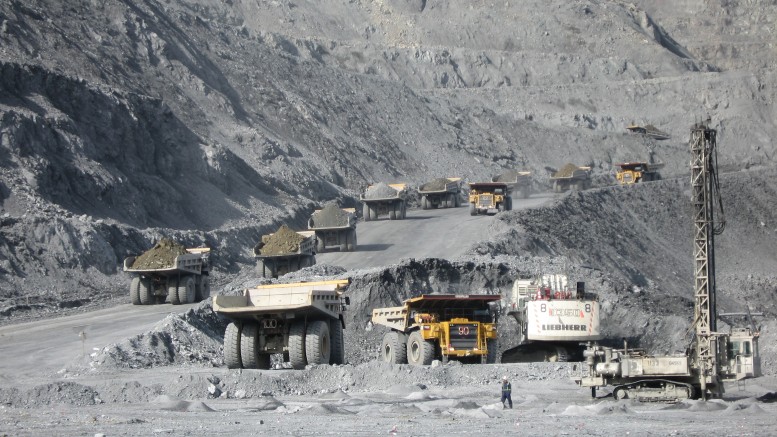 Trucks in Centerra Gold's Kumtor gold mine in Kyrgyzstan. Credit: Centerra Gold.