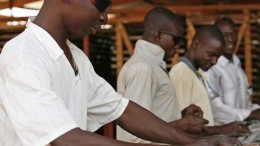 Workers organize drill core at Orezone Gold's Bombore project in Burkina Faso. Credit: Orezone Gold.