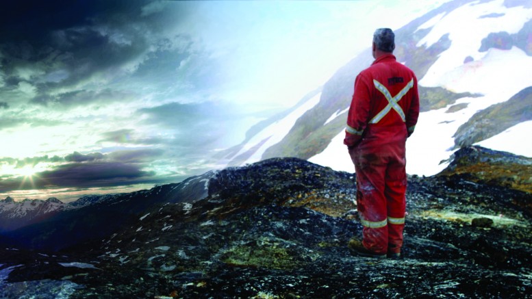 A Hy-Tech diamond driller takes in the sunrise at Pretium Resources’ Brucejack gold project. Credit: Canada Wild Productions.