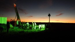 Diamond drillers working the night shift at Mirasol Resources and AngloGold Ashanti’s Claudia joint-venture gold-silver project in Argentina’s Santa Cruz province. Credit: Mirasol Resources.