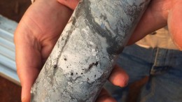 A drill sample of chalcocite-rich mineralization (nearly 80% copper by weight) intersected at 619 metres below surface in the Kakula zone, near Ivanhoe Mines’ Kamoa copper project in the Democratic Republic of the Congo. Credit: Ivanhoe Mines.