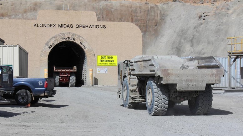 Klondex Mines' Midas gold mine in Nevada. Credit: Klondex Mines.