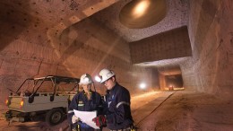 Workers in an underground storage area at Potash Corp. of Saskatchewan’s Allan potash mine, 50 km southwest of Saskatoon, where Altius Minerals holds a royalty. Credit: Potash Corp. of Saskatchewan.