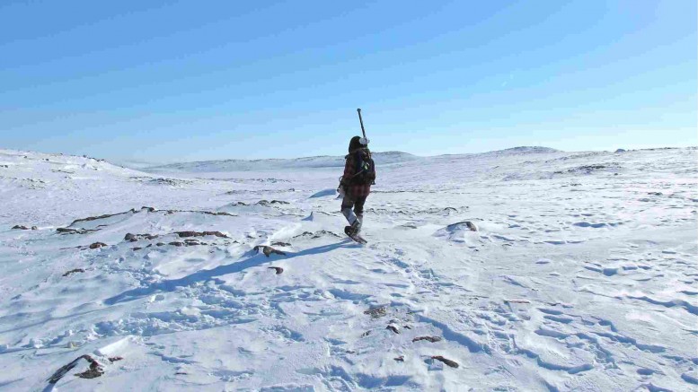 Ground geophysics at Peregrine Diamonds and BHP Billiton's Chidliak project, on Baffin Island, in May. Photo by Peregrine Diamonds