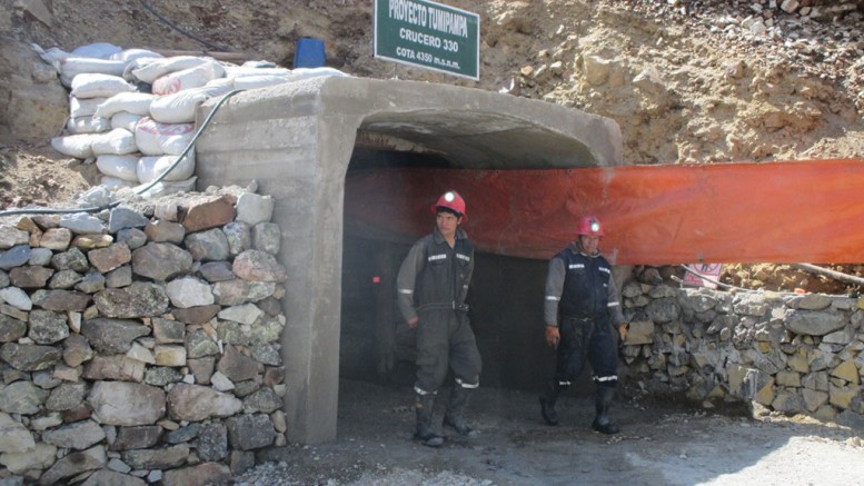 A miner exits Dynacor Gold Mines' Tumipampa gold-copper project, 500 km southeast of Lima. Credit: Dynacor Gold Mines.