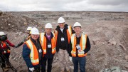 De Beers Canada CEO Kim Truter with Mountain Province Diamond's largest shareholder Dermot Desmond, Mountain Province president and CEO Patrick Evans and director Jonathan Comeford at the Gahcho Kue mine.