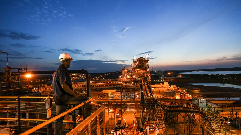 Sunset at the metallurgical plant at Randgold's Tongon mine in northern Côte d’Ivoire. Credit: Randgold.