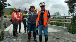 At Antioquia Gold's Cisneros gold mine project in Colombia, from front left: Julián Villarruel, Antioquia’s former president and CEO, who now serves as president of Antioquia Gold’s Colombian subsidiary; and Jim Decker, executive vice-president of investor relations. Photo by John Cumming.