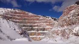The Gold Pick pit, one of three mining targets for production at McEwen Mining's Gold Bar project in Nevada. Photo by Lesley Stokes.