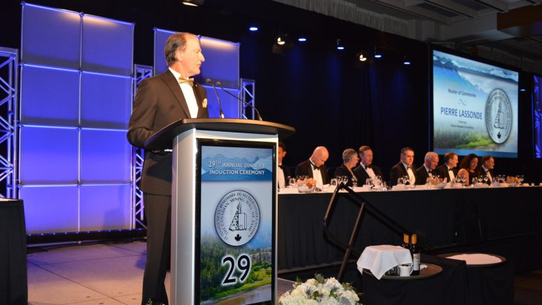 Pierre Lassonde, chairman of Franco-Nevada and master of ceremonies at the 29th annual Canadian Mining Hall of Fame induction ceremony in Toronto in January. Credit: Keith Houghton Photography.