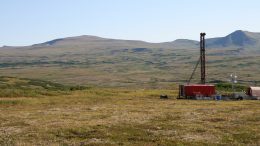 A drill rig at Northern Dynasty Minerals' Pebble copper-gold project in Alaska in July 2014. Credit: Northern Dynasty Minerals.