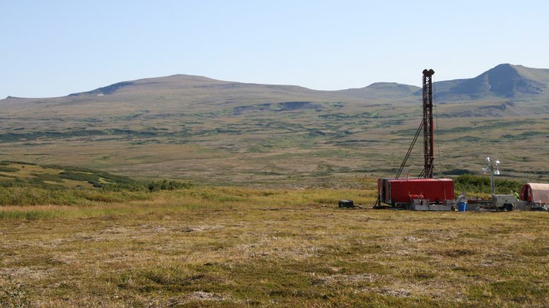 A drill rig at Northern Dynasty Minerals' Pebble copper-gold project in Alaska in July 2014. Credit: Northern Dynasty Minerals.