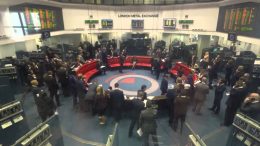The trading ring at the London Metal Exchange in London. Credit: YouTube.