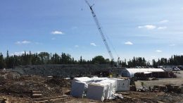 A crane on-site for mill construction at Harte Gold’s Sugar gold project in northern Ontario. Credit: Harte Gold.