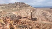 Drilling on Columbus Gold’s Eastside gold property in Nevada, 32 km west of Tonopah. Credit: Allegiant Gold.