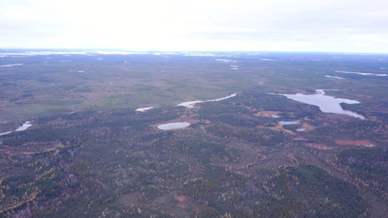 An aerial photo of the MacBride property. Credit: Rockcliff Metals.