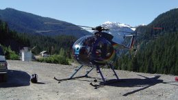 A helicopter at Ascot Resources’ Premier gold-silver project, 20 km northeast of Stewart in northwestern British Columbia. Credit: Ascot Resources.