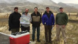 The team at Group Ten Metals’ newly-acquired Stillwater West PGM-nickel-copper project in Montana, from left: Mike Ostenson, geologist; Justin Modroo, geophysicist; Michael Rowley, president and CEO; Greg Johnson, executive chair; Craig Bow, chief geologist. Credit: Group Ten Metals.