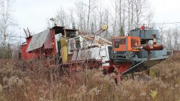 An old drill rig Orefinders Resources inherited by buying the past-producing Tyrenite gold mine in Ontario. Credit: Orefinders Resources.