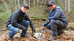 Japan Gold chairman and CEO John Proust (left) and senior exploration geologist Glenn Christian Alburo in the field in Japan. Credit: Japan Gold.