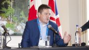 Lance Hooper, president and COO of Cobalt Blockchain, speaking at The Northern Miner's Canadian Mining Symposium at Canada House in London in April 2018. Photo by Martina Lang.