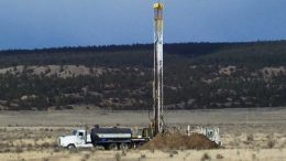 An American flag atop a drill rig at Azarga Uranium’s flagship Dewey Burdock uranium project in South Dakota. Credit: Azarga Uranium.
