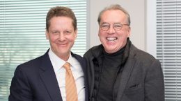 Robert Friedland, executive chairman of Ivanhoe Mines (left), and Frank Holmes, CEO of U.S. Global Investors, at the U.S. Global Investors office in San Antonio, Texas, in early 2018. Credit: U.S. Global Investors.