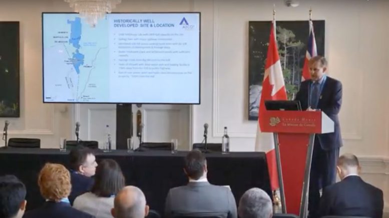 Ascot Resources president and chief executive officer Derek White presents at the Canadian Mining Symposium in London on April 25, 2018.