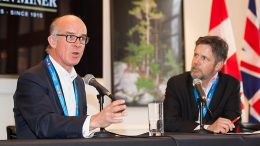 Left: Mark Child, executive chairman and chief executive officer, Condor Gold and moderator Bill Whitelaw, president and chief executive officer, JWN Energy. Recorded live at the Canadian Mining Symposium in London on April 24, 2018.
